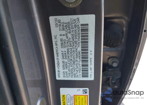 2020 Honda Accord Lx z USA, uszkodzony, nr VIN 1HGCV1F11LA082843